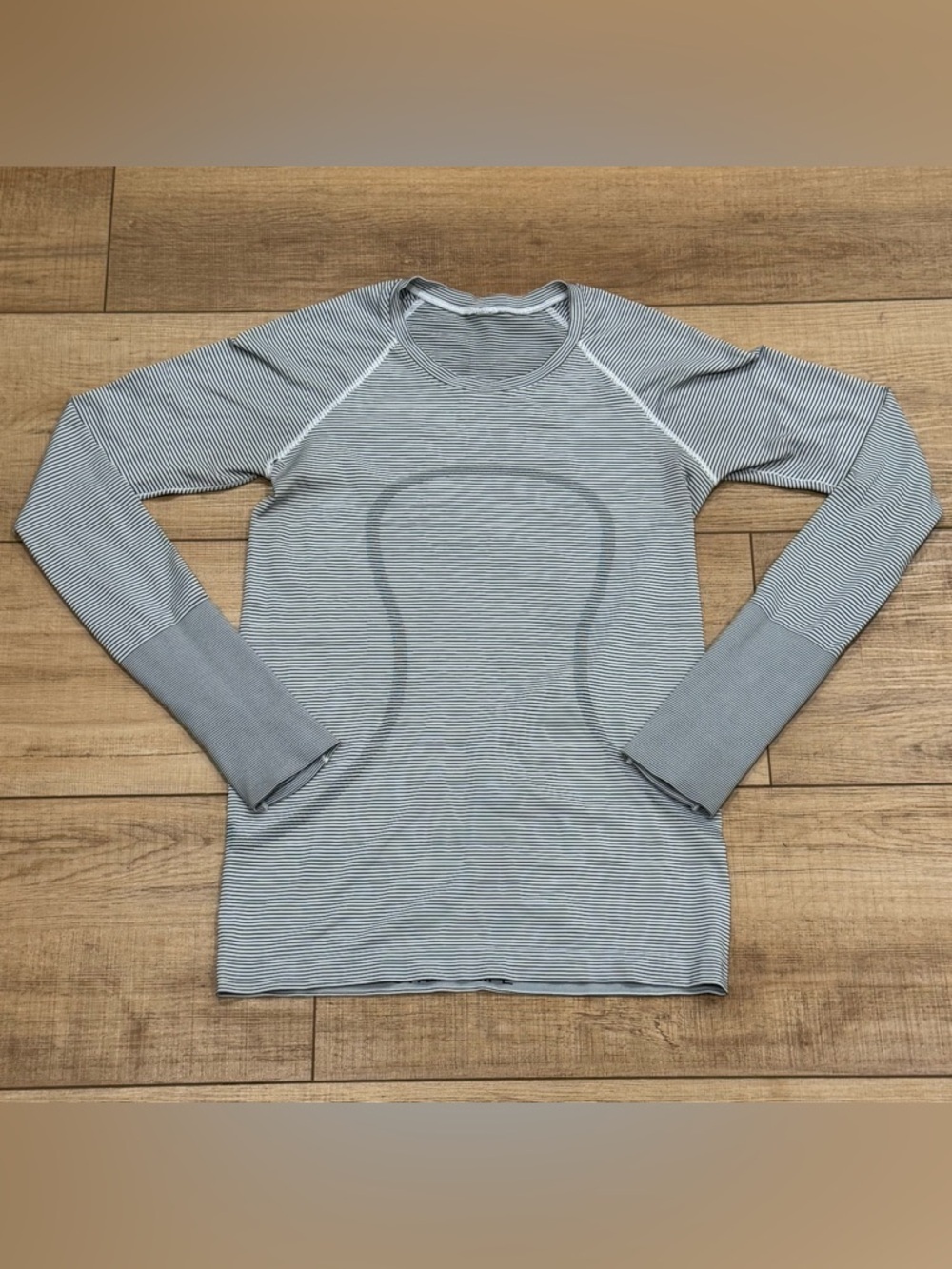 Lululemon Swiftly Tech Long Sleeve Crush the Distance Top Black White Stripe